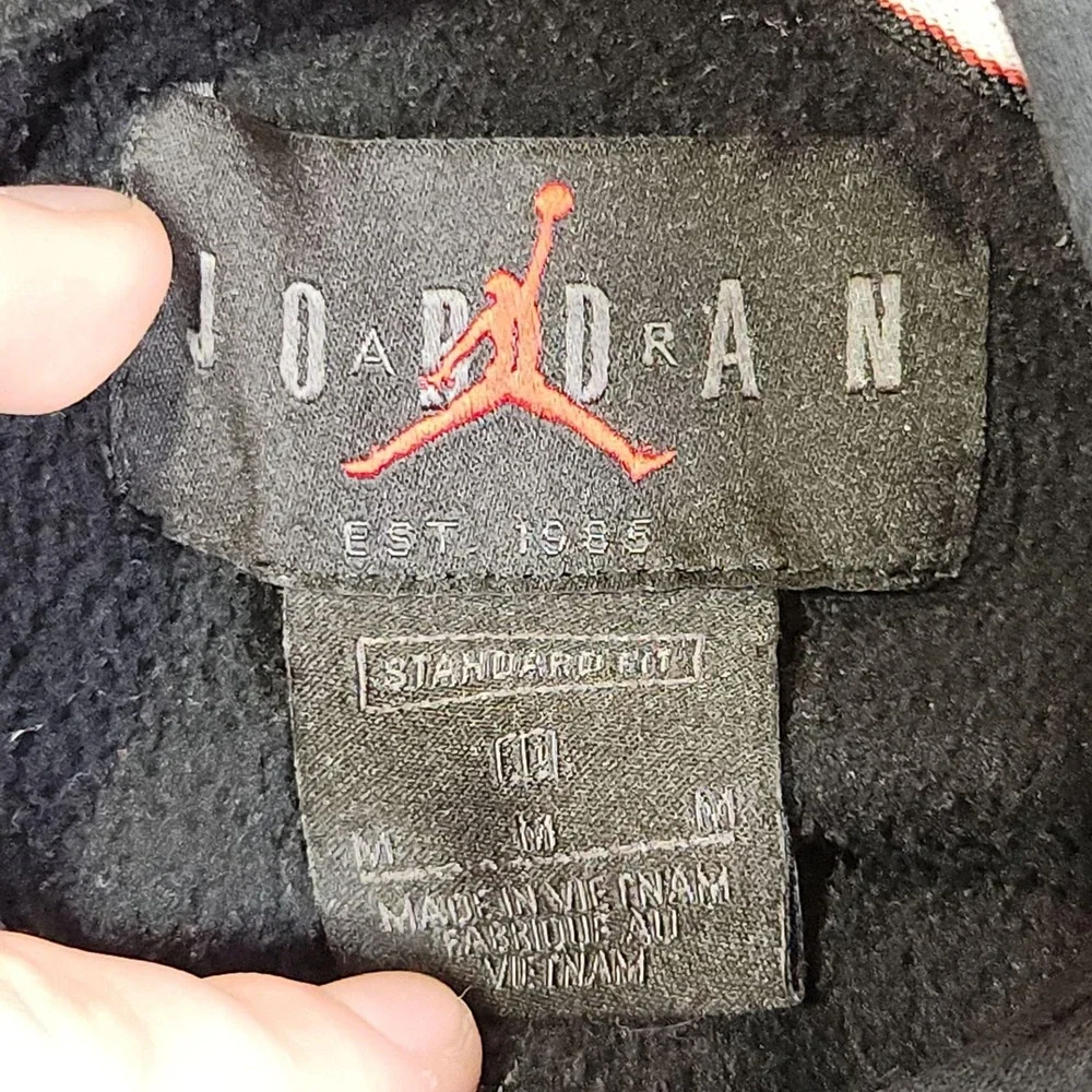 Jordan Hoodie Sweatshirt Mens Medium Black Air Script Dri-FIT Fleece Pullover